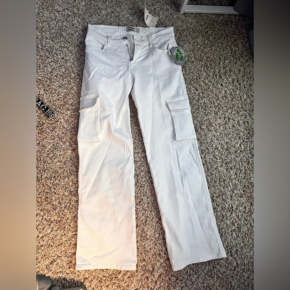 White, Wide Leg, Cargo Pants